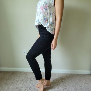 Black High Waist Corduroy Skinny Pants Curvy Fit